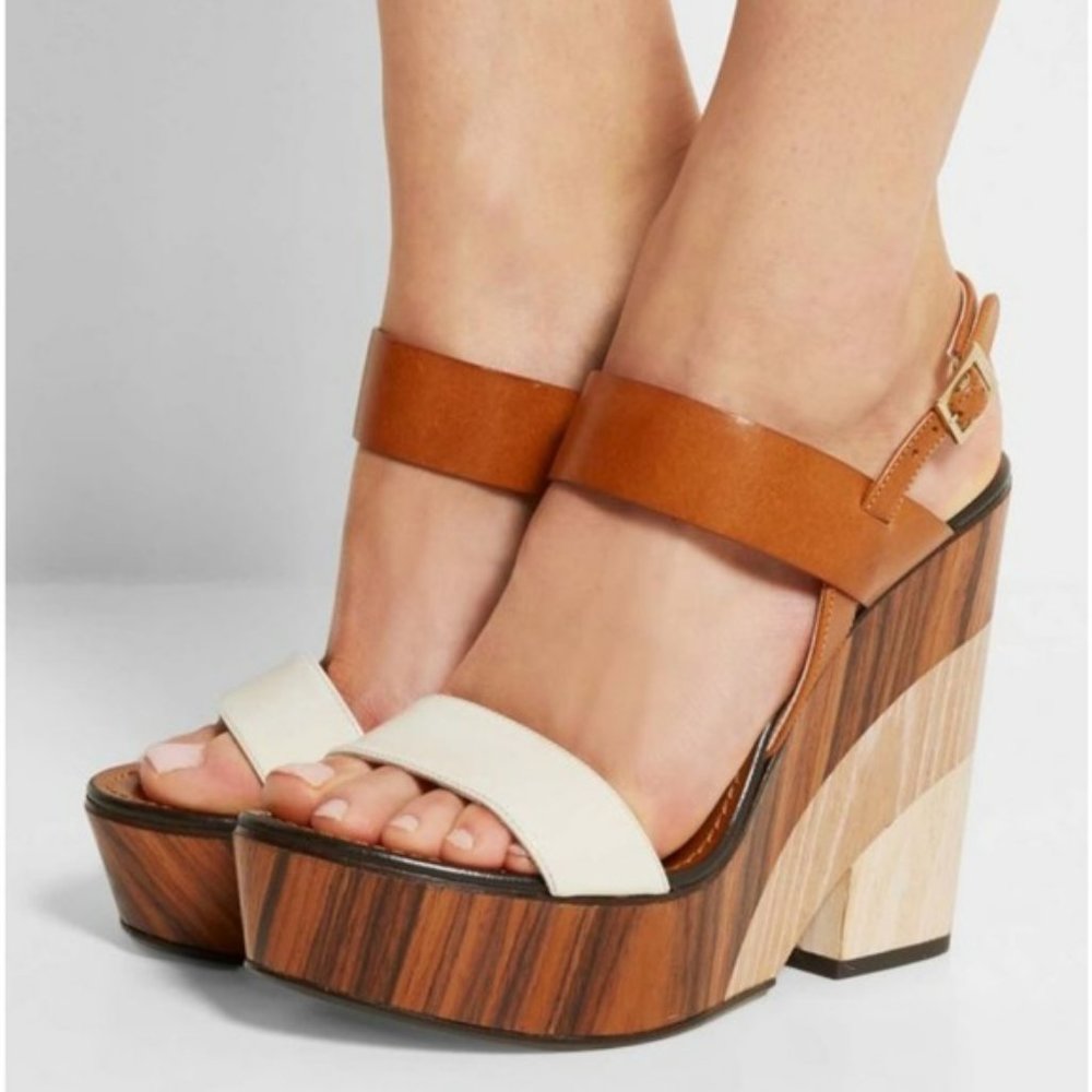 Jimmy Choo Notion tricolor wooden Wedge Sandals Size 6